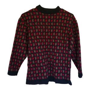 Harvé‎ Benard Vintage Size M Sweater Black Tan Red Y2K Grandpa Blokecore